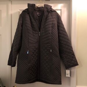 Women's Charcoal Quilted Puffer Coat